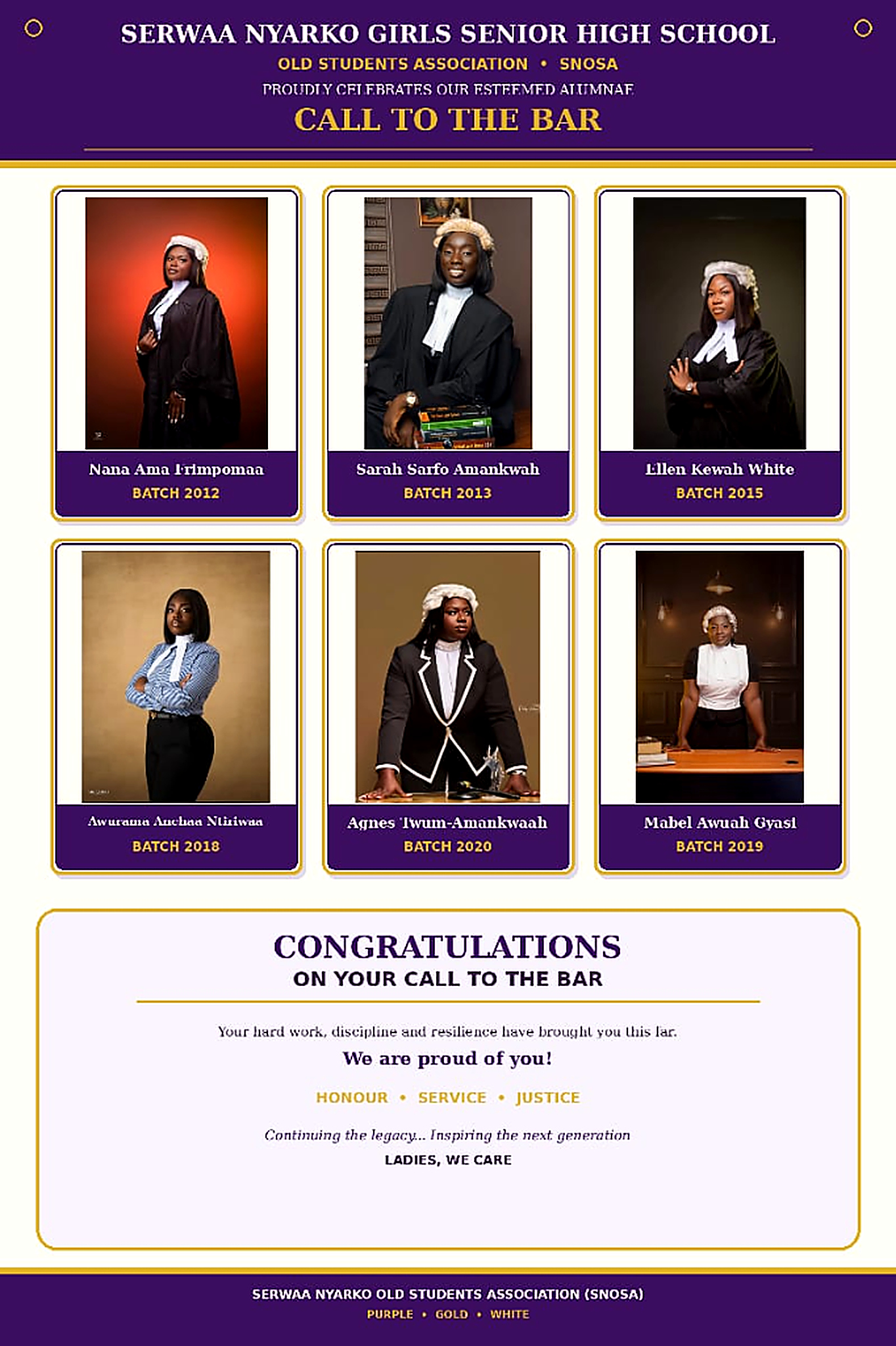 Official Call to the Bar Celebration Flyer (All 6 Alumnae)