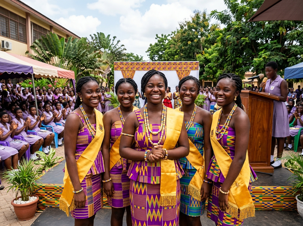 Prefects Induction in Purple & Gold Kente Regalia